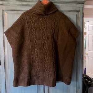 Hunter green wool sweater poncho